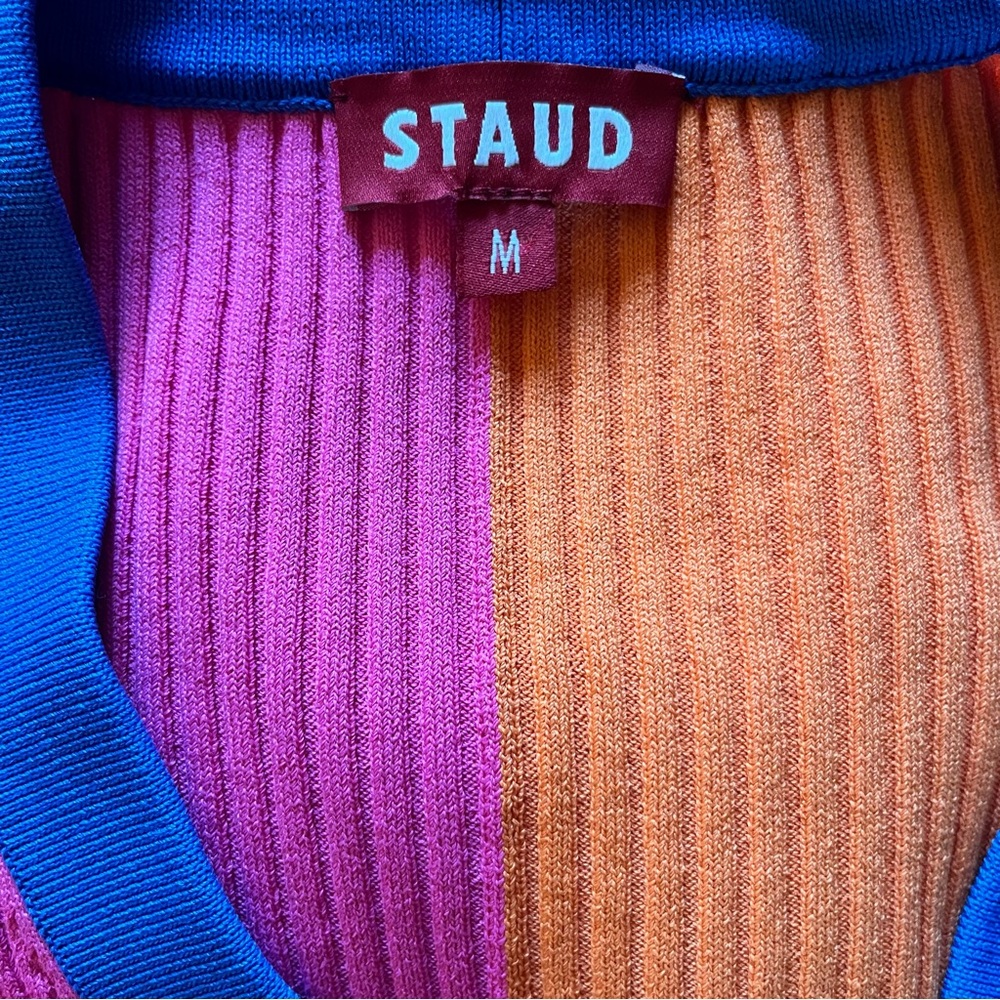 Staud x Birkenstock Pink and Orange Shoko Long Sleeve Midi Dress Medium - Picture 12 of 16